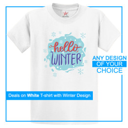 Personalised White Tee With Your Own Winter Design Print On Front